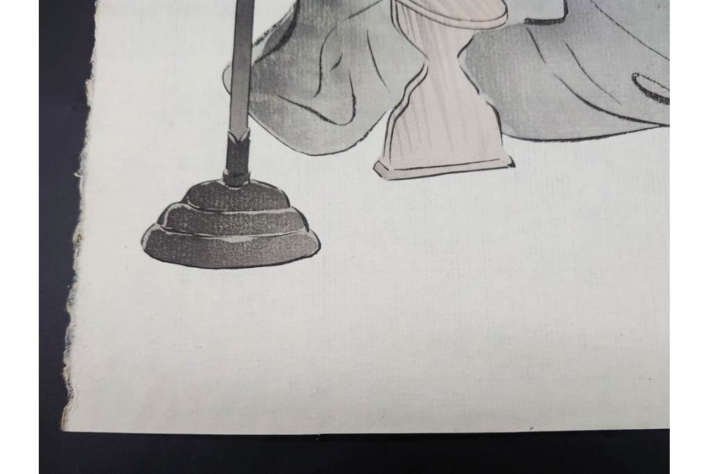 真作　神保朋世　「芭蕉翁之図」　松尾芭蕉を描いた木版画　(R-091198)