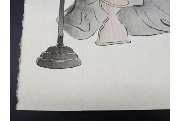 真作　神保朋世　「芭蕉翁之図」　松尾芭蕉を描いた木版画　(R-091198)