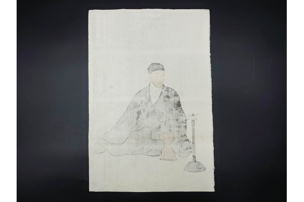 真作　神保朋世　「芭蕉翁之図」　松尾芭蕉を描いた木版画　(R-091198)