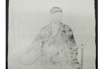 真作　神保朋世　「芭蕉翁之図」　松尾芭蕉を描いた木版画　(R-091198)