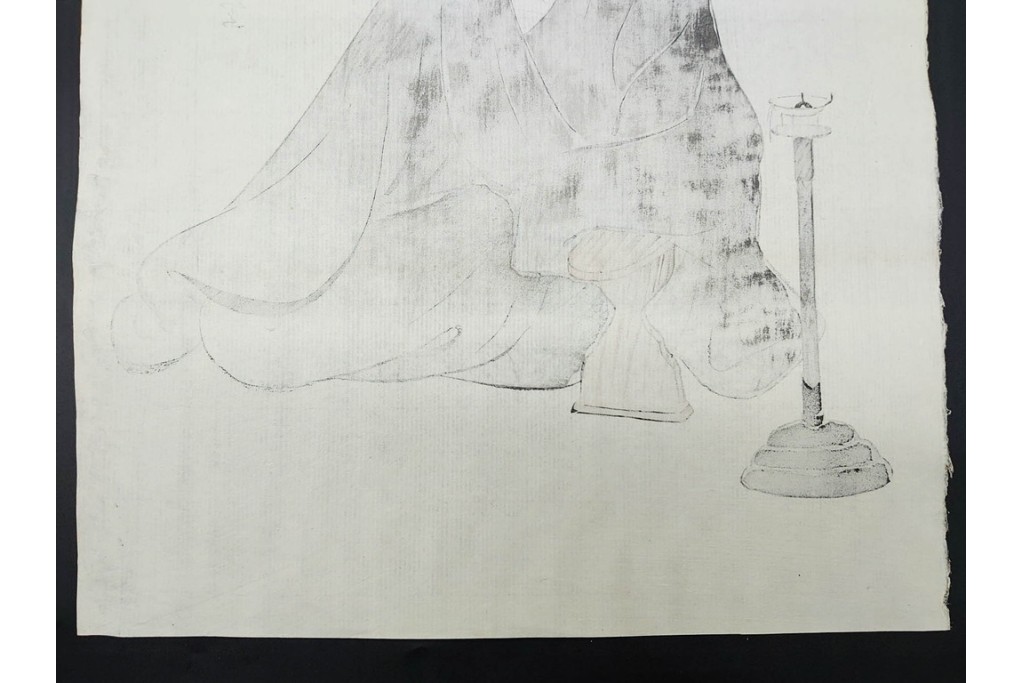 真作　神保朋世　「芭蕉翁之図」　松尾芭蕉を描いた木版画　(R-091198)