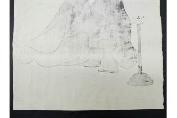 真作　神保朋世　「芭蕉翁之図」　松尾芭蕉を描いた木版画　(R-091198)