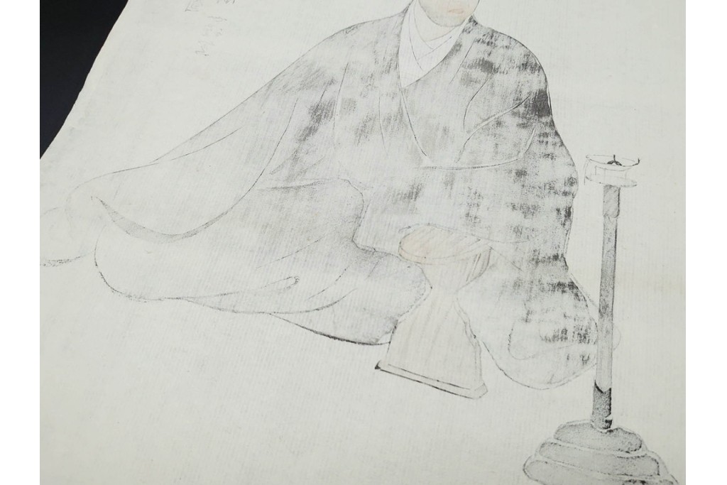 真作　神保朋世　「芭蕉翁之図」　松尾芭蕉を描いた木版画　(R-091198)