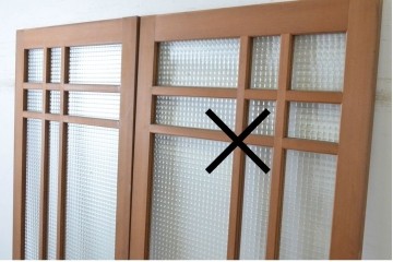 ヴィンテージ建具　昭和後期　チェッカーガラスの背の高いガラス戸1枚　(R-091201)