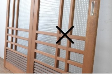 ヴィンテージ建具　昭和後期　チェッカーガラスの背の高いガラス戸1枚　(R-091201)