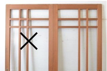 ヴィンテージ建具　昭和後期　チェッカーガラスの背の高いガラス戸1枚　(R-091201)