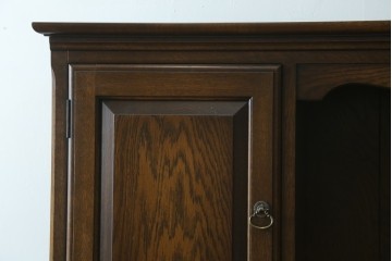 中古　横浜クラシック家具　ノックオンウッド(knockonwood)　ナラ材　収納力に優れた重厚なハッチトップ(上棚)付き両袖デスク　定価約100万円　(R-091202)