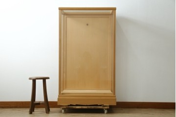 中古　美品　職人手作りの国産品　檜(ヒノキ)材　美しい柾目を生かした大型ガラスケース　(R-091205)