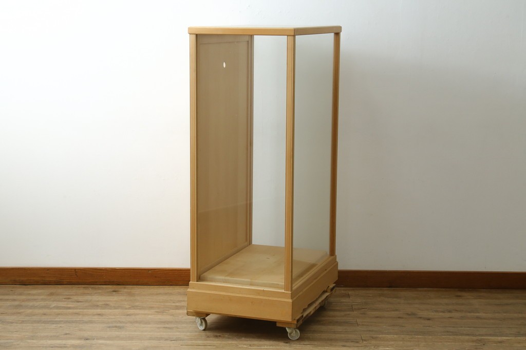 中古　美品　職人手作りの国産品　檜(ヒノキ)材　美しい柾目を生かした大型ガラスケース　(R-091205)