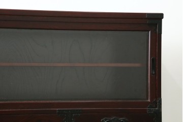中古　美品　希少な廃番品!!　二本松工藝館　田中家具　55民芸飾棚　重厚な金具使いのサイドボード　(R-091211)