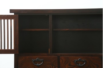 中古　美品　岩谷堂箪笥　美しい木目と格子扉が上品なサイドボード　(R-091219)