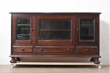 中古　美品　松本民芸家具　挽物脚が映えるC型サイドボード　定価約73万円　(R-091225)