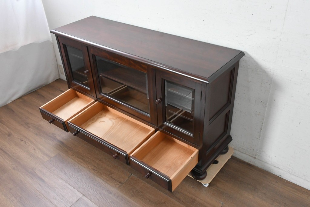 中古　美品　松本民芸家具　挽物脚が映えるC型サイドボード　定価約73万円　(R-091225)