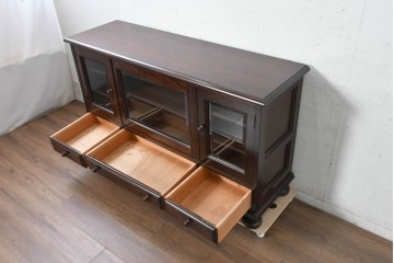 中古　美品　松本民芸家具　挽物脚が映えるC型サイドボード　定価約73万円　(R-091225)