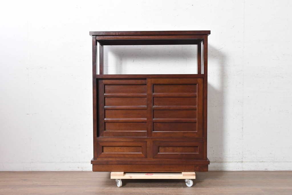中古　美品　松本民芸家具　#505型　横桟を配した端正な茶箪笥　定価約38万円　(R-091226)