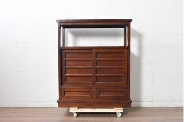中古　美品　松本民芸家具　#505型　横桟を配した端正な茶箪笥　定価約38万円　(R-091226)
