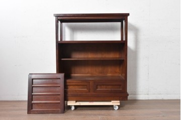 中古　美品　松本民芸家具　#505型　横桟を配した端正な茶箪笥　定価約38万円　(R-091226)