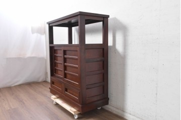 中古　美品　松本民芸家具　#505型　横桟を配した端正な茶箪笥　定価約38万円　(R-091226)