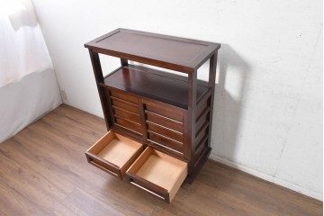 中古　美品　松本民芸家具　#505型　横桟を配した端正な茶箪笥　定価約38万円　(R-091226)