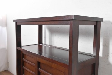 中古　美品　松本民芸家具　#505型　横桟を配した端正な茶箪笥　定価約38万円　(R-091226)
