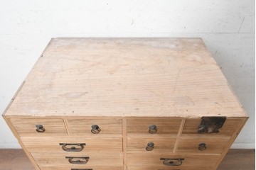和製アンティーク　大正期　前面桐材　21杯の引き出しを備えた小箪笥　(R-091230)