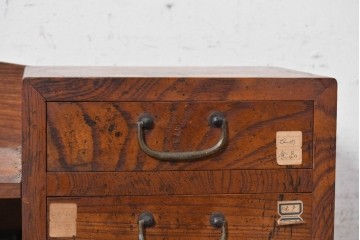 和製アンティーク　昭和初期　和洋どちらの空間にも馴染む小引き出し付き卓上収納棚　(R-091232)