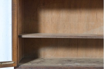 和製アンティーク　大正から昭和初期　象嵌装飾をあしらったガラス扉の本箱　(R-091235)