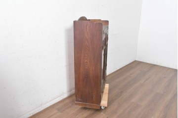 和製アンティーク　大正から昭和初期　象嵌装飾をあしらったガラス扉の本箱　(R-091235)