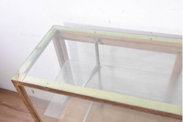 和製ヴィンテージ　昭和中期　四面ガラスのシンプルな脚付きカウンターショーケース　(R-091240)