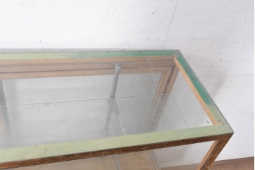 和製ヴィンテージ　昭和中期　四面ガラスのシンプルな脚付きカウンターショーケース　(R-091240)