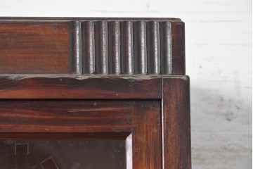 和製アンティーク　昭和初期　縦溝の装飾がアクセントの2段重ねキャビネット　(R-091245)