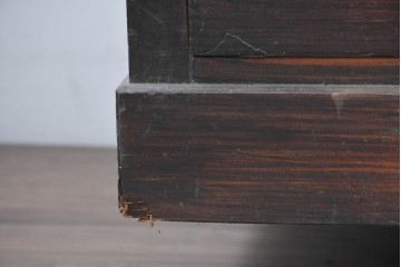 和製アンティーク　昭和初期　縦溝の装飾がアクセントの2段重ねキャビネット　(R-091245)