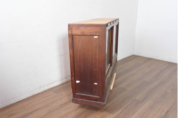 和製アンティーク　昭和初期　細かな縦溝飾りと木目が印象的なローボード　(R-091247)