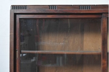 和製アンティーク　昭和初期　細かな縦溝飾りと木目が印象的なローボード　(R-091247)