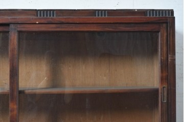 和製アンティーク　昭和初期　細かな縦溝飾りと木目が印象的なローボード　(R-091247)