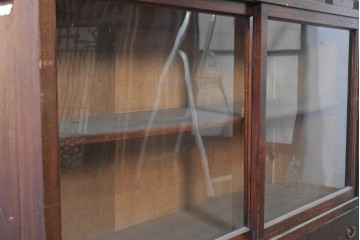 和製アンティーク　昭和初期　細かな縦溝飾りと木目が印象的なローボード　(R-091247)