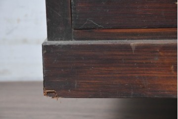 和製アンティーク　昭和初期　細かな縦溝飾りと木目が印象的なローボード　(R-091247)