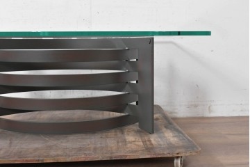 中古　希少な廃番品　高級品　VARO,S.A. VALENTI(バロッサバレンティ)　アーチ状ベースが個性的なモダンデザインのセンターテーブル　(R-091253)