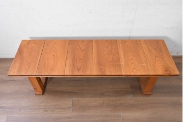 和製ヴィンテージ　欅(ケヤキ)材・檜(ヒノキ)材　木目を楽しめる板座のシンプルなベンチ　(R-091254)