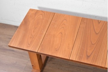 和製ヴィンテージ　欅(ケヤキ)材・檜(ヒノキ)材　木目を楽しめる板座のシンプルなベンチ　(R-091254)