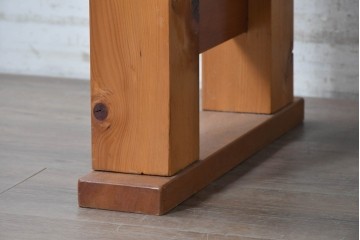 和製ヴィンテージ　欅(ケヤキ)材・檜(ヒノキ)材　木目を楽しめる板座のシンプルなベンチ　(R-091254)