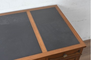 中古　アメリカ　DREXEL HERITAGE(ドレクセルヘリテイジ)　Triune(トライユン)　マホガニー材　引き出し9杯を備えたクラシカルな両袖デスク　定価約75万円　(R-091261)
