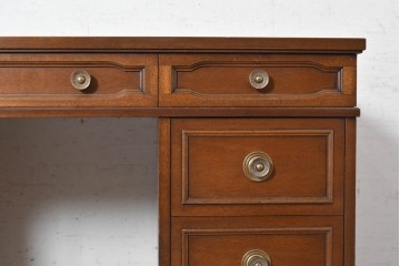 中古　アメリカ　DREXEL HERITAGE(ドレクセルヘリテイジ)　Triune(トライユン)　マホガニー材　引き出し9杯を備えたクラシカルな両袖デスク　定価約75万円　(R-091261)
