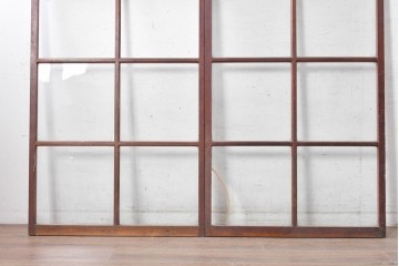 アンティーク建具　昭和初期から昭和中期　大きなガラス面が開放的なガラス戸2枚セット　(R-091265)