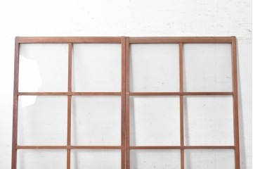 アンティーク建具　昭和初期から昭和中期　大きなガラス面が開放的なガラス戸2枚セット　(R-091265)