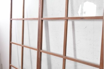 アンティーク建具　昭和初期から昭和中期　大きなガラス面が開放的なガラス戸2枚セット　(R-091265)