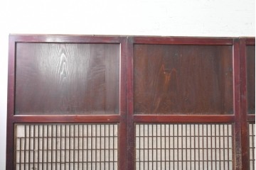アンティーク建具　明治から大正期　赤みを帯びた木枠が味わい深い障子帯戸4枚セット　(R-091267)