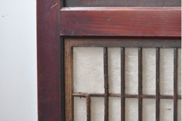 アンティーク建具　明治から大正期　赤みを帯びた木枠が味わい深い障子帯戸4枚セット　(R-091267)