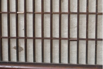 アンティーク建具　明治から大正期　赤みを帯びた木枠が味わい深い障子帯戸4枚セット　(R-091267)