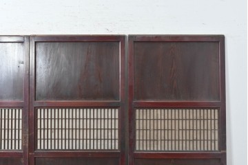 アンティーク建具　明治から大正期　赤みを帯びた木枠が味わい深い障子帯戸4枚セット　(R-091267)